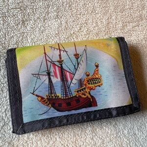 Small Velcro Wallet with Ship Print